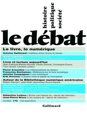 cover image of Le Débat n°170 (mai-août 2012)